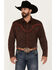 Image #1 - Scully Men's Thunderbird Embroidered Long Sleeve Pearl Snap Western Shirt, Chocolate, hi-res