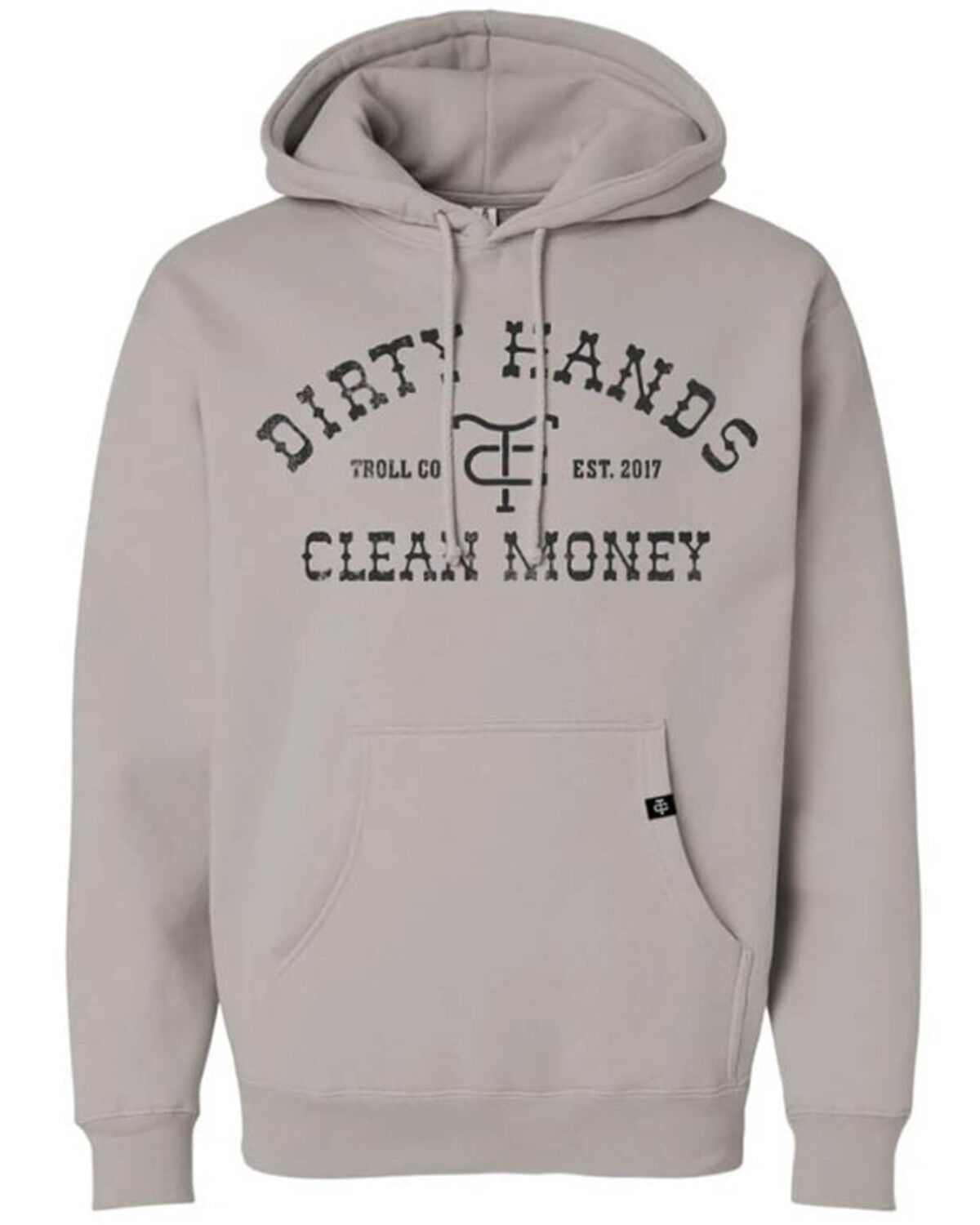 Image #1 - Troll Co Men's Frontier Graphic Hooded Sweatshirt - Big, Grey, hi-res