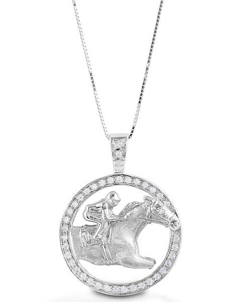  Kelly Herd Women's Circle Race Horse Necklace , Silver, hi-res