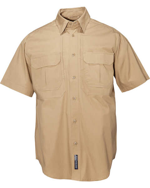 5.11 Tactical Men's Cotton Short Sleeve Button Down Shirt, Coyote Brown, hi-res