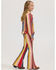 Image #2 - Wrangler X Lainey Wilson Girls' Rodeo Striped Bell Bottom Stretch Flare Jeans, Red, hi-res