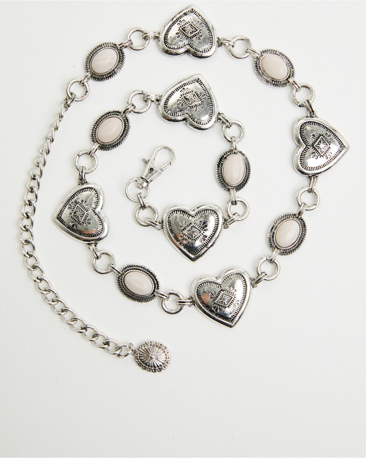 Image #1 - Shyanne Girls' Heart Concho Chain Belt, Silver, hi-res
