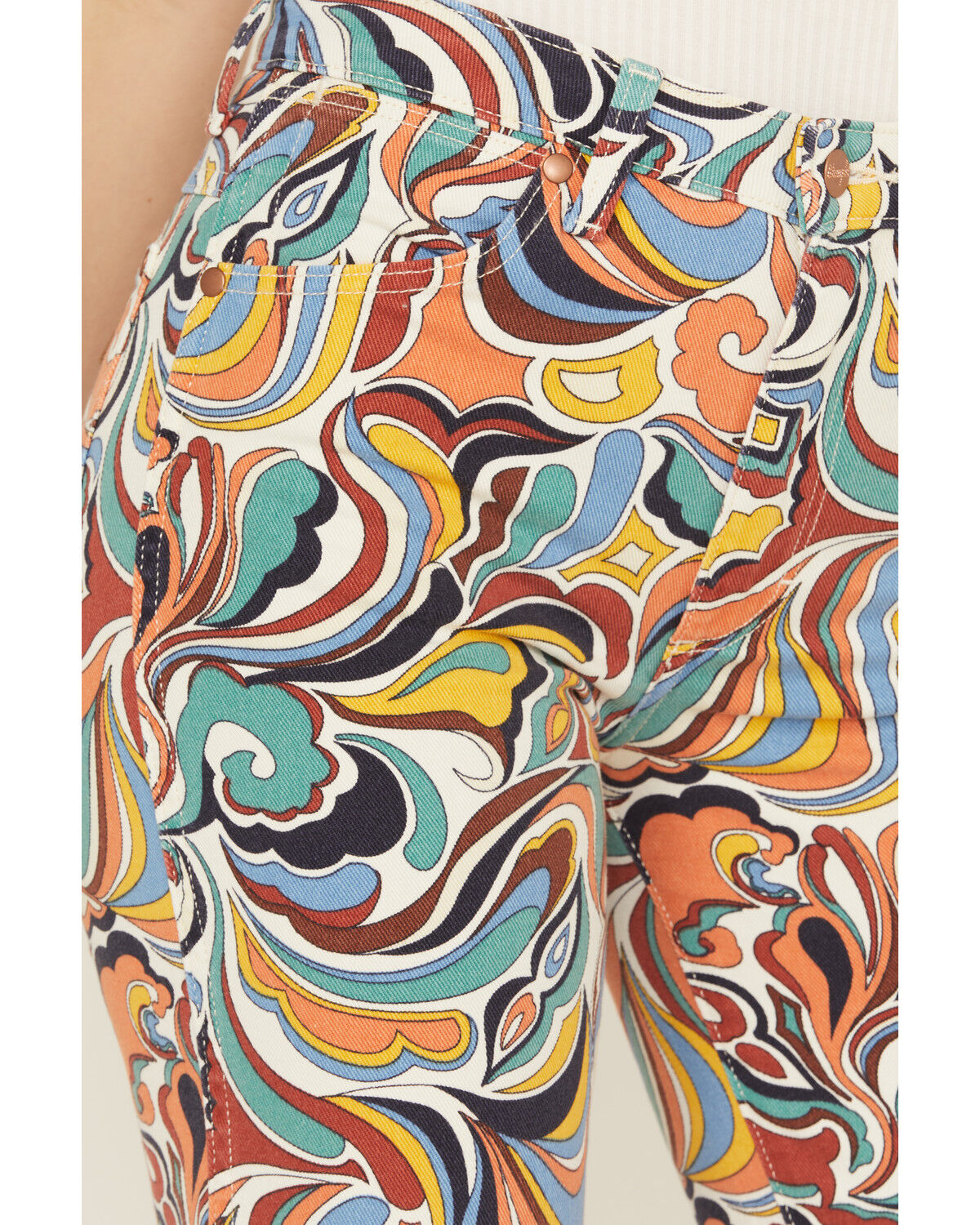 Image #2 - Wrangler Women's Latigo Printed High Rise Heritage Flare Stretch Denim Jeans, Multi, hi-res