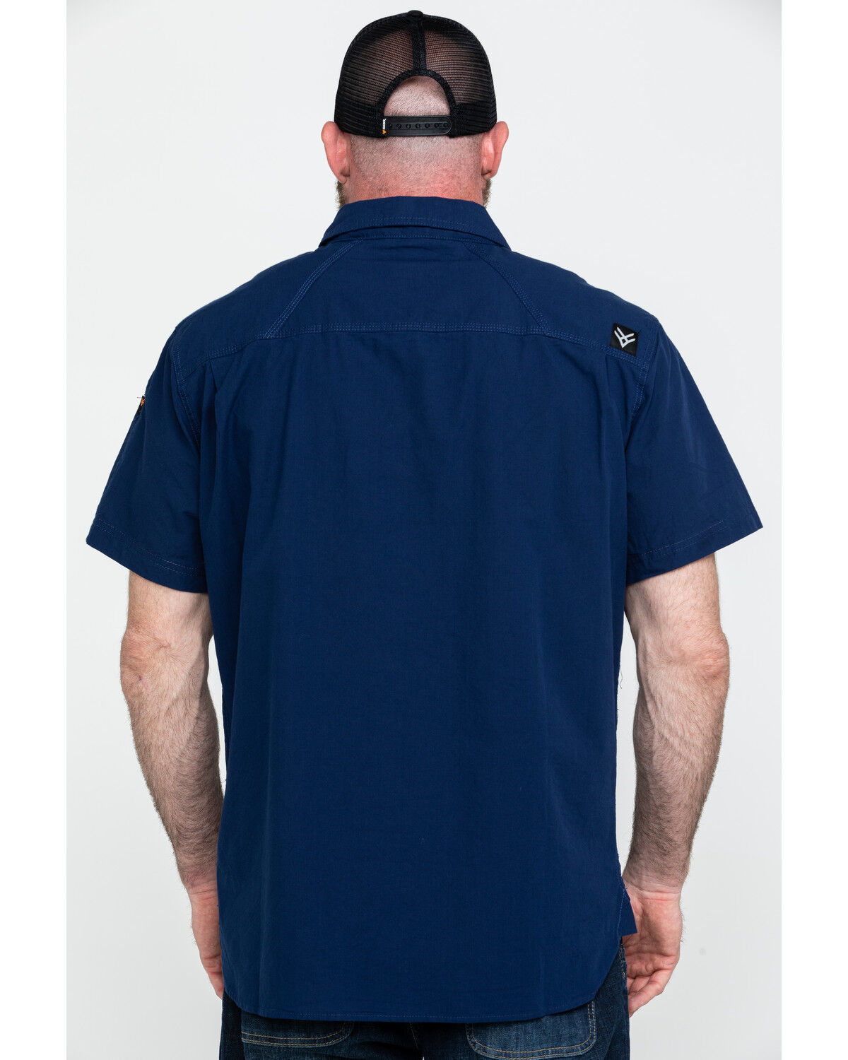 Image #2 - Hawx Men's Navy Solid Yarn Dye Two Pocket Short Sleeve Work Shirt - Tall, Navy, hi-res