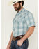 Image #2 - Wrangler Retro Men's Plaid Print Short Sleeve Pearl Snap Western Shirt, Teal, hi-res