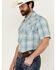 Image #2 - Wrangler Retro Men's Plaid Print Short Sleeve Pearl Snap Western Shirt , Teal, hi-res