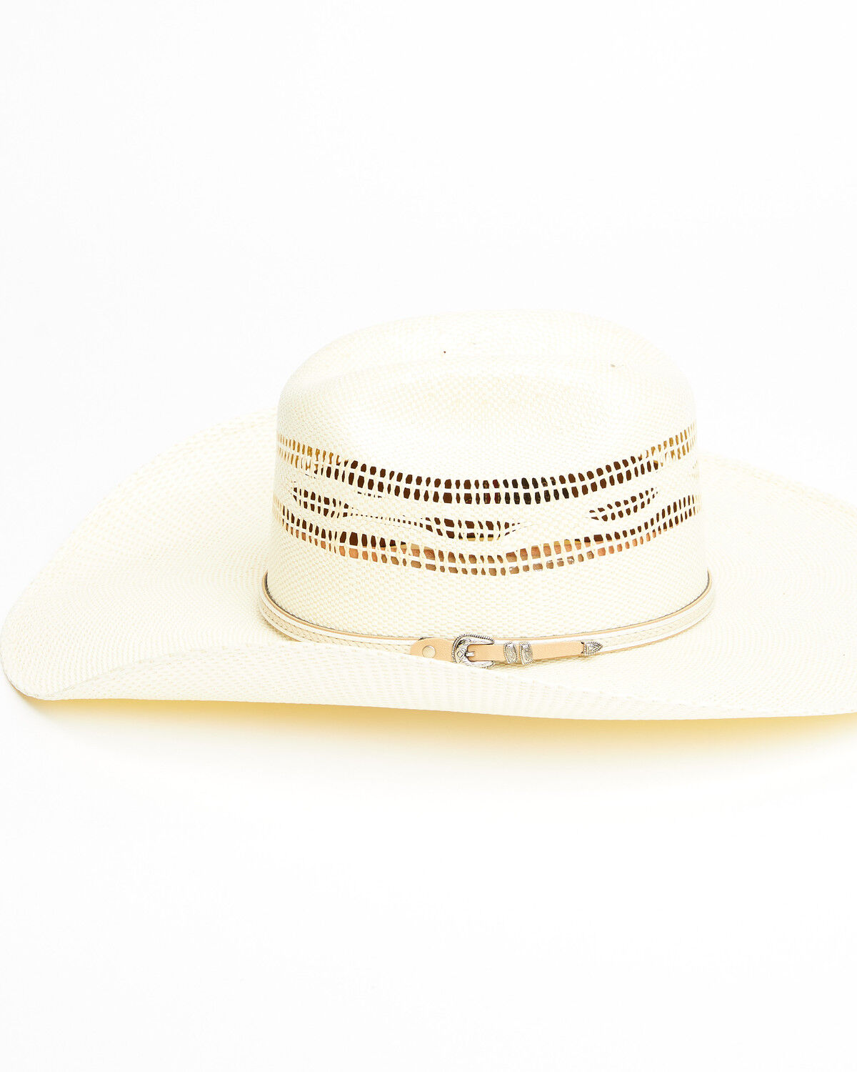 Image #3 - Justin Men's Ivory Tan Eaton Vented Straw Western Hat, Ivory, hi-res