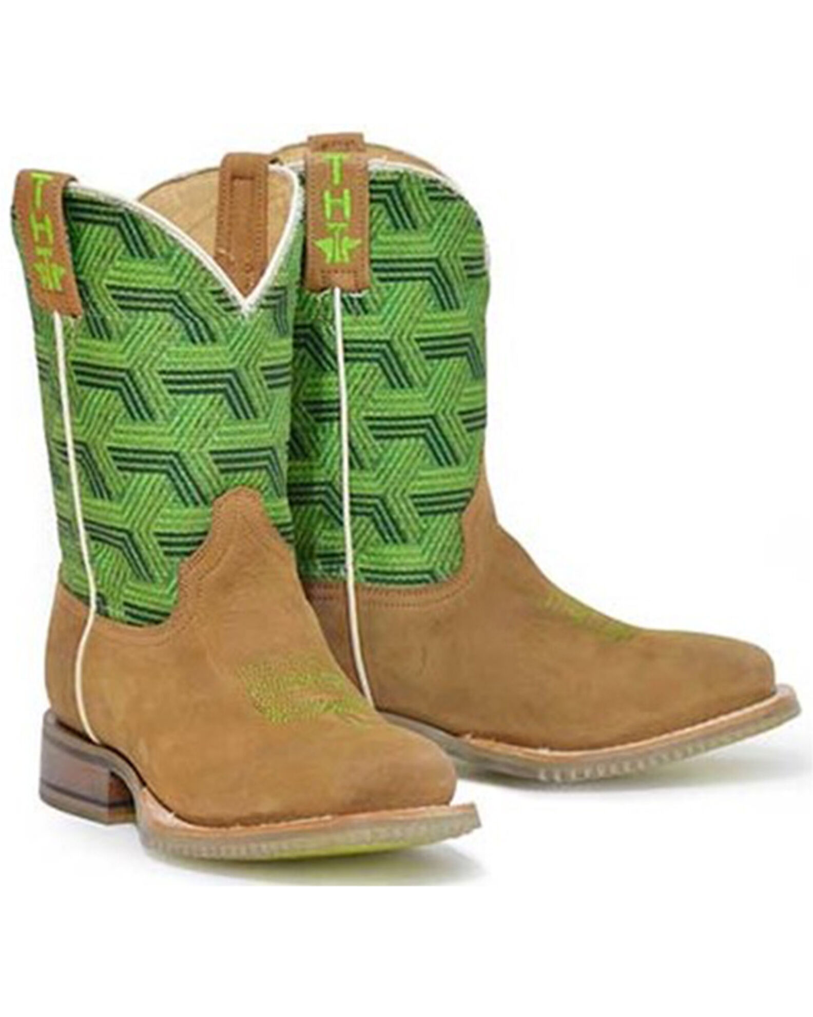 Image #1 - Tin Haul Boys' Geo 3D Western Boots - Square Toe, Brown, hi-res
