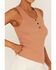 Image #3 - Cleo + Wolf Women's Ribbed Henley Tank Top, Beige/khaki, hi-res