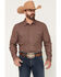 Image #1 - RANK 45&reg; Men's RODEOTEK&trade; 2.0 Geotastic Geo Print Long Sleeve Snap Stretch Performance Western Shirt, Brown, hi-res