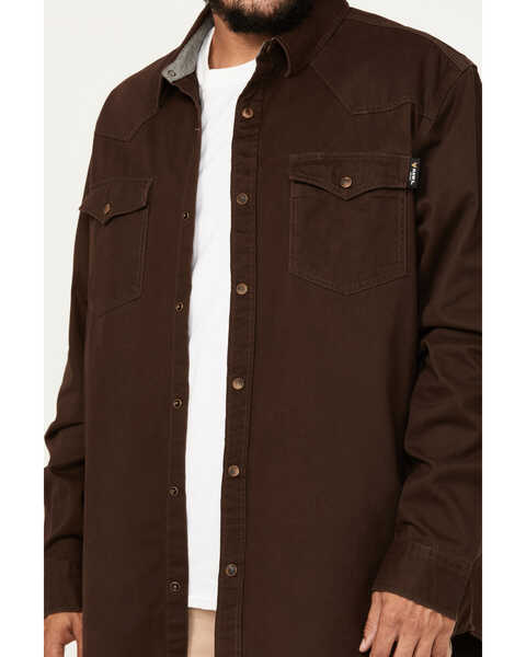 Image #3 - Hawx Men's Twill Long Sleeve Snap Work Shirt, Brown, hi-res