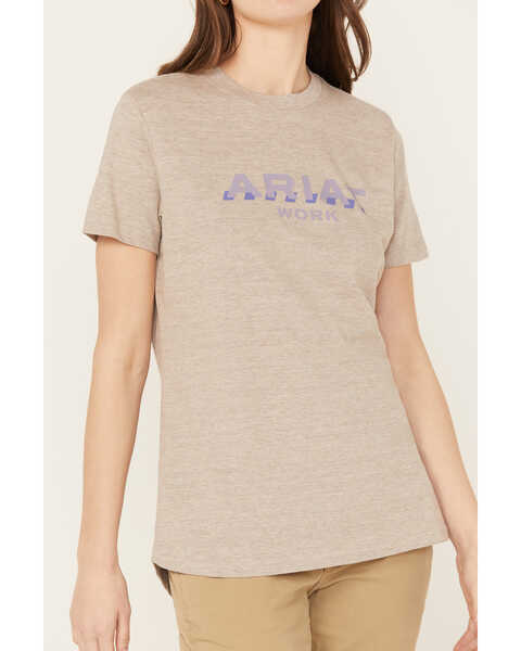 Image #3 - Ariat Women's Rebar Cotton Strong Logo Short Sleeve Work Tee, Mushroom, hi-res