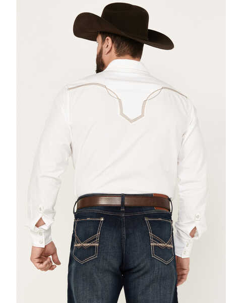Wrangler Men's Rock 47 Long Sleeve Snap Western Shirt, White, hi-res