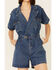 Molly Bracken Women's Denim Playsuit, Blue, hi-res