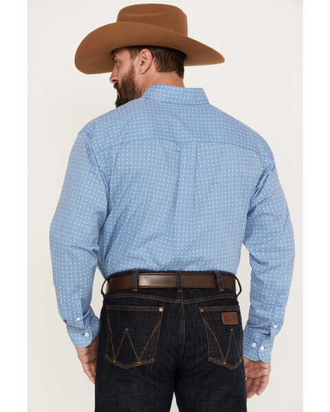 Image #4 - Wrangler Men's Classics Print Long Sleeve Button Down Western Shirt, Blue, hi-res