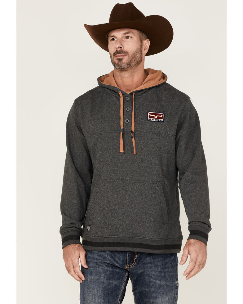 Kimes Ranch Men's Ranch Ready Pullover Hooded Sweatshirt , Charcoal, hi-res