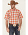 Ariat Men's Faris Med Plaid Short Sleeve Button Down Western Shirt , Orange, hi-res