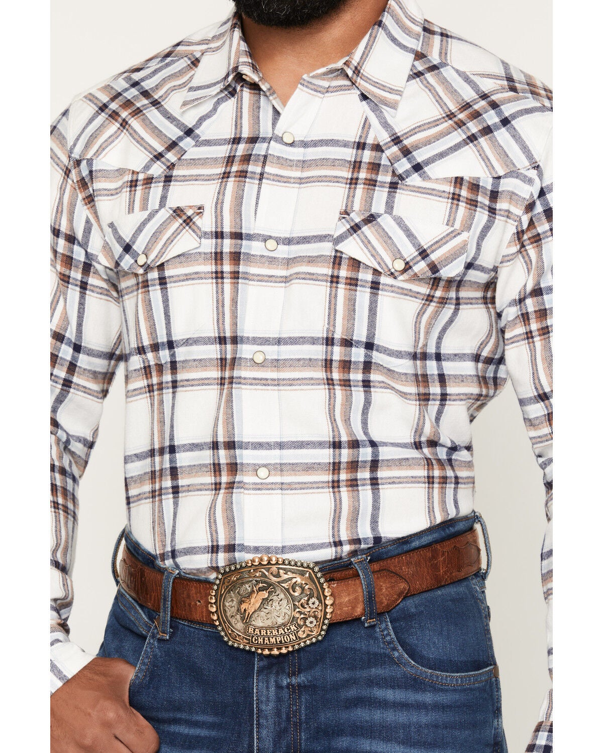 Image #3 - Gibson Trading Co Men's Tucker Plaid Print Long Sleeve Snap Flannel Shirt, White, hi-res
