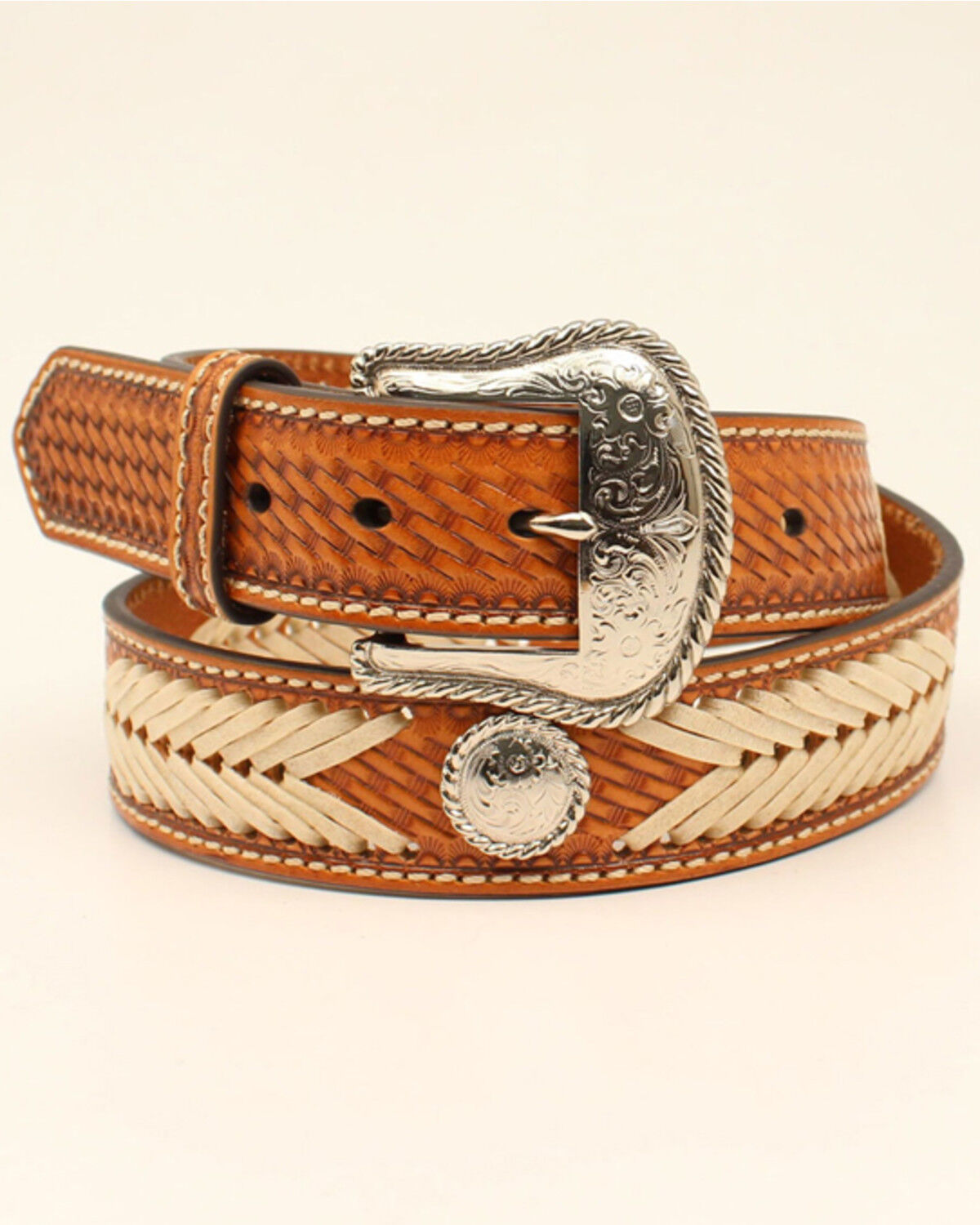 Image #1 - Nocona Men's Rawhide Chevron Laced Western Belt, , hi-res