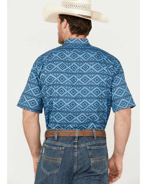 Image #4 - Ariat Men's VentTEK Geo Print Classic Fit Short Sleeve Shirt, Blue, hi-res