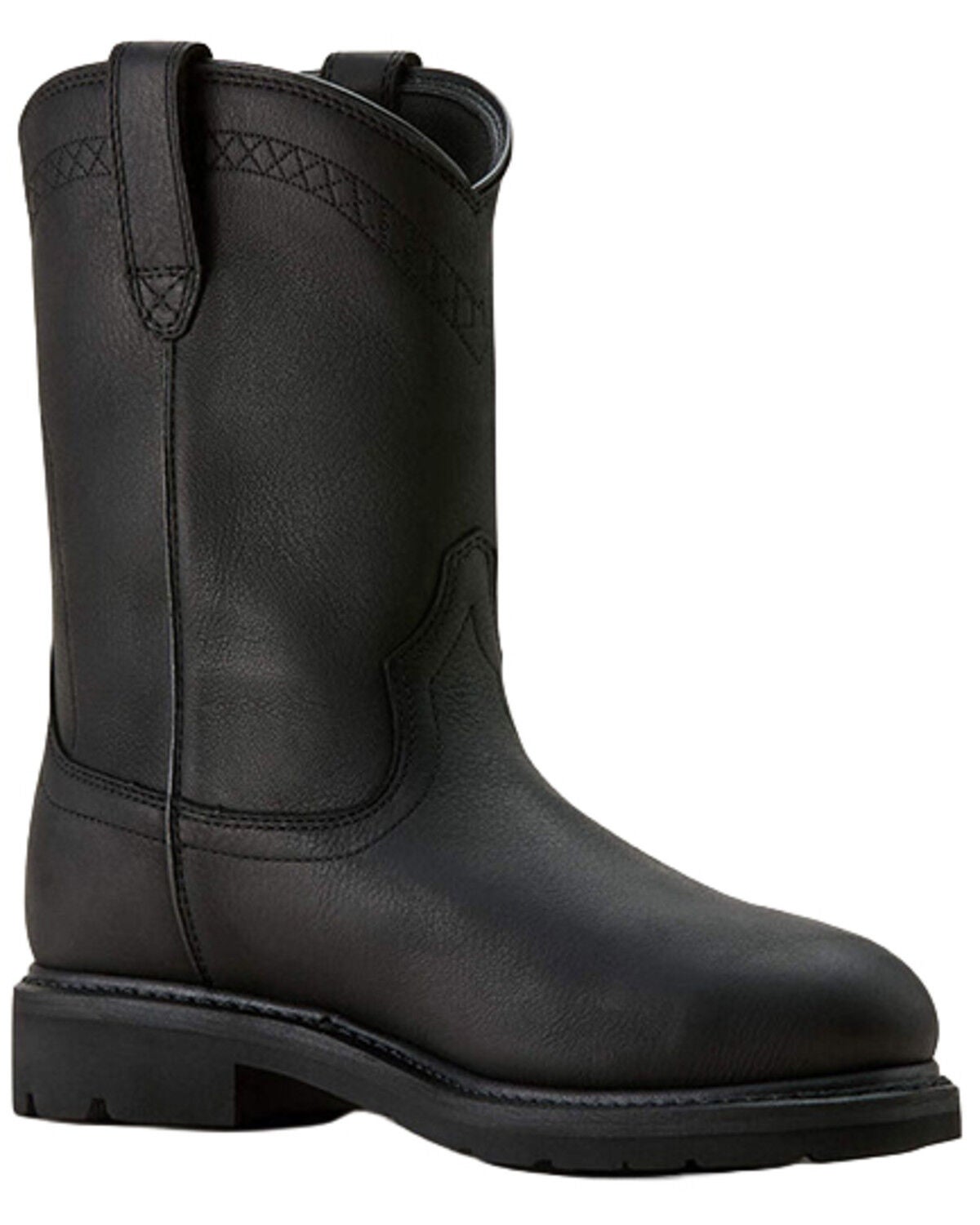 Ariat Men's Sierra Waterproof Pull-On Work Boots - Steel Toe, Black, hi-res