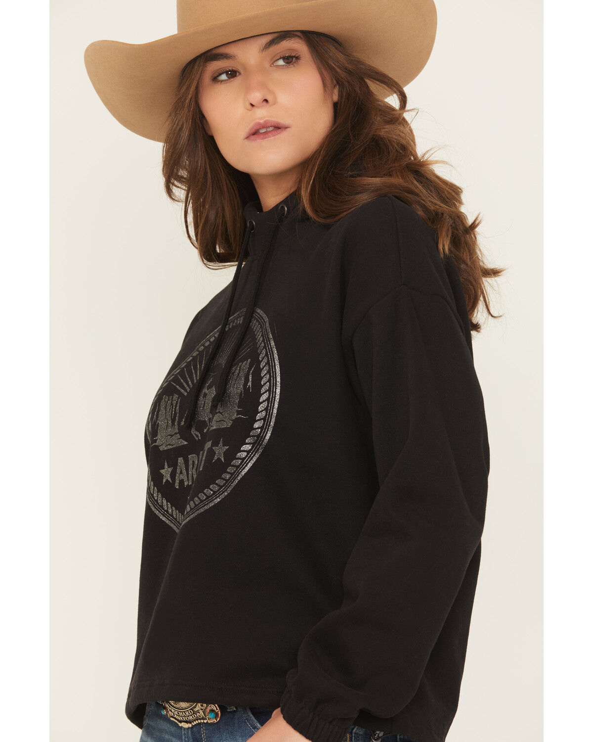 Image #2 - Ariat Women's Essential Logo Graphic Hoodie, Black, hi-res