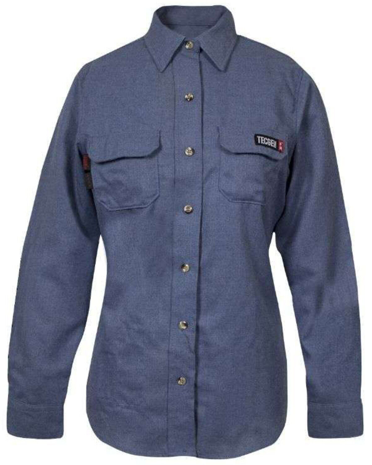 Image #1 - National Safety Apparel Women's Long Sleeve Work Shirt, Blue, hi-res