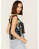 Band of the Free Women's Sleepless Nights Stripe Floral Print Ruffle Sleeveless Top, Navy, hi-res