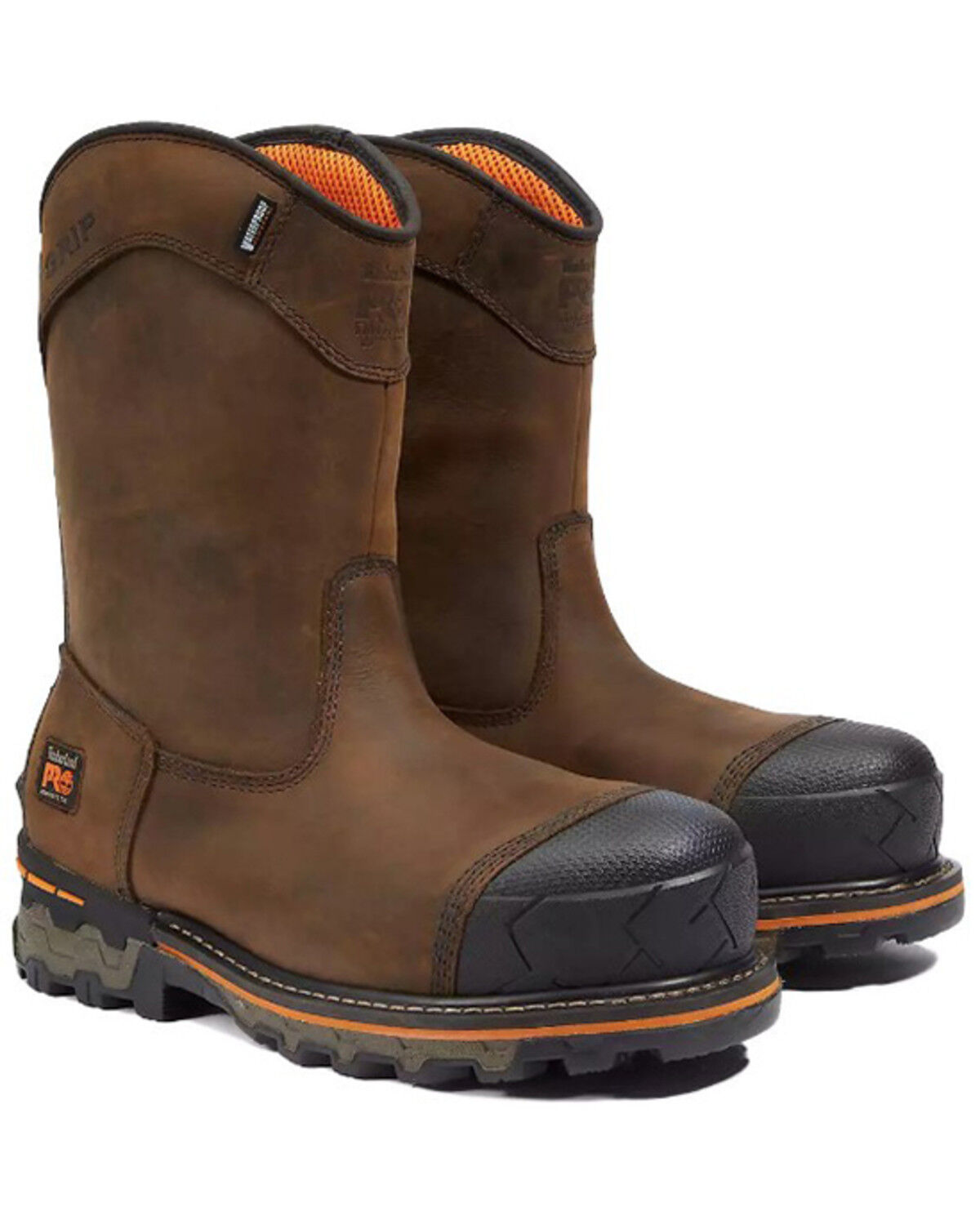 Image #1 - Timberland PRO Men's Boondock Pull-On Waterproof Insulated Work Boots - Composite Toe, Brown, hi-res