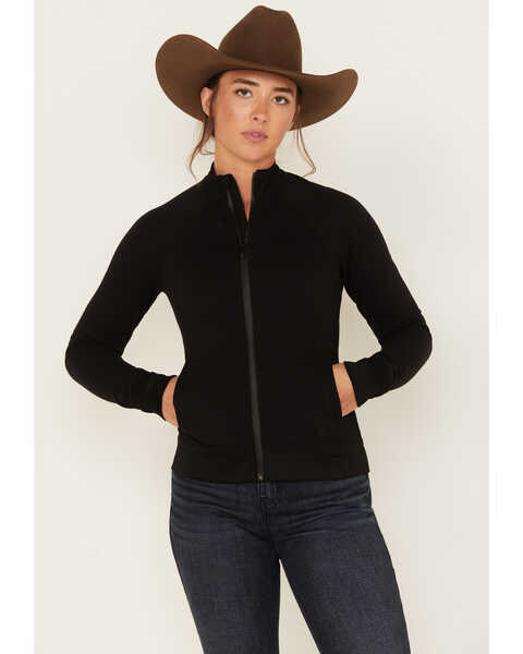 RANK 45® Women's Technical Zip-Up Jacket, Black, hi-res