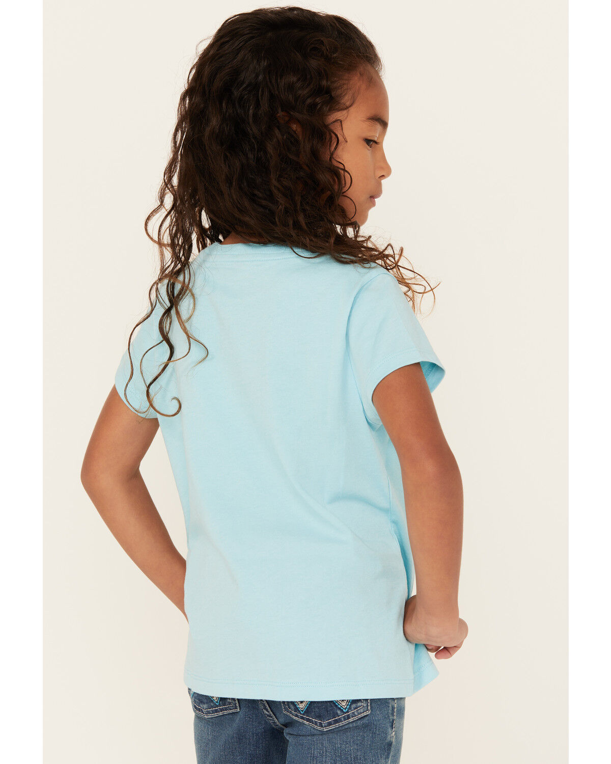 Image #4 - Shyanne Girls' Stallion Short Sleeve Graphic Tee, Light Blue, hi-res