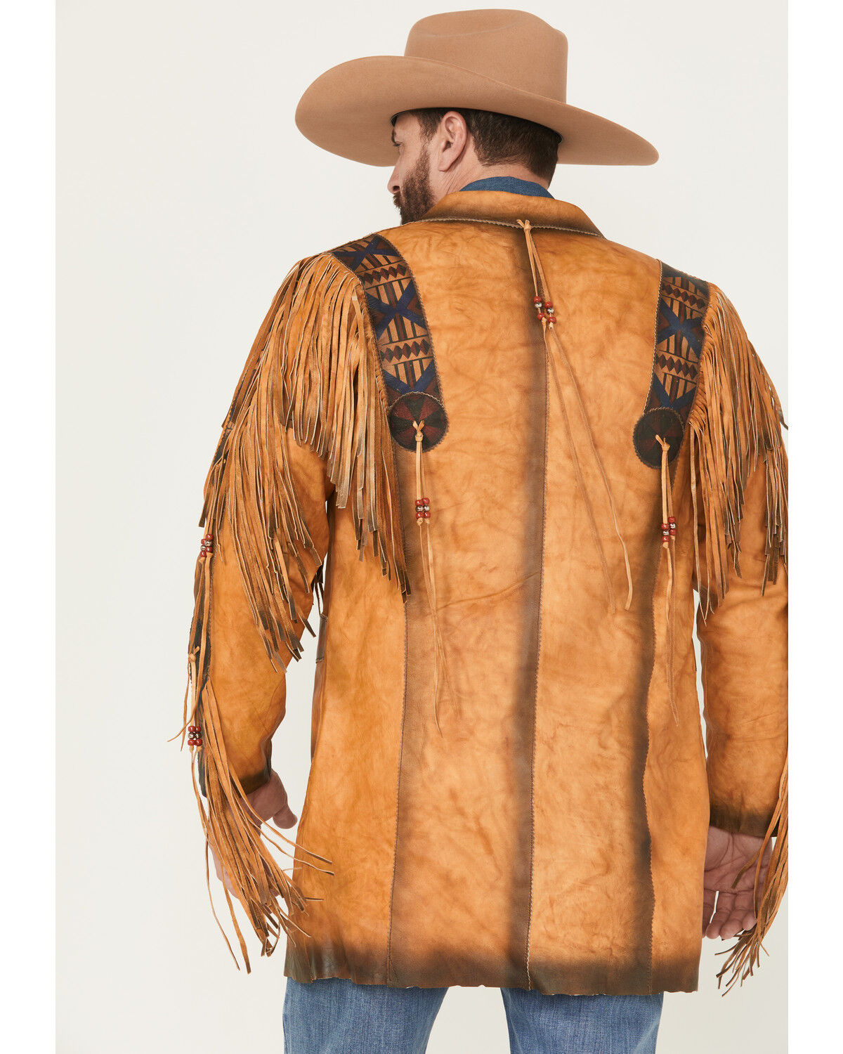 Image #4 - Kobler Men's Chinle Leather Long Fringe Jacket, Beige, hi-res