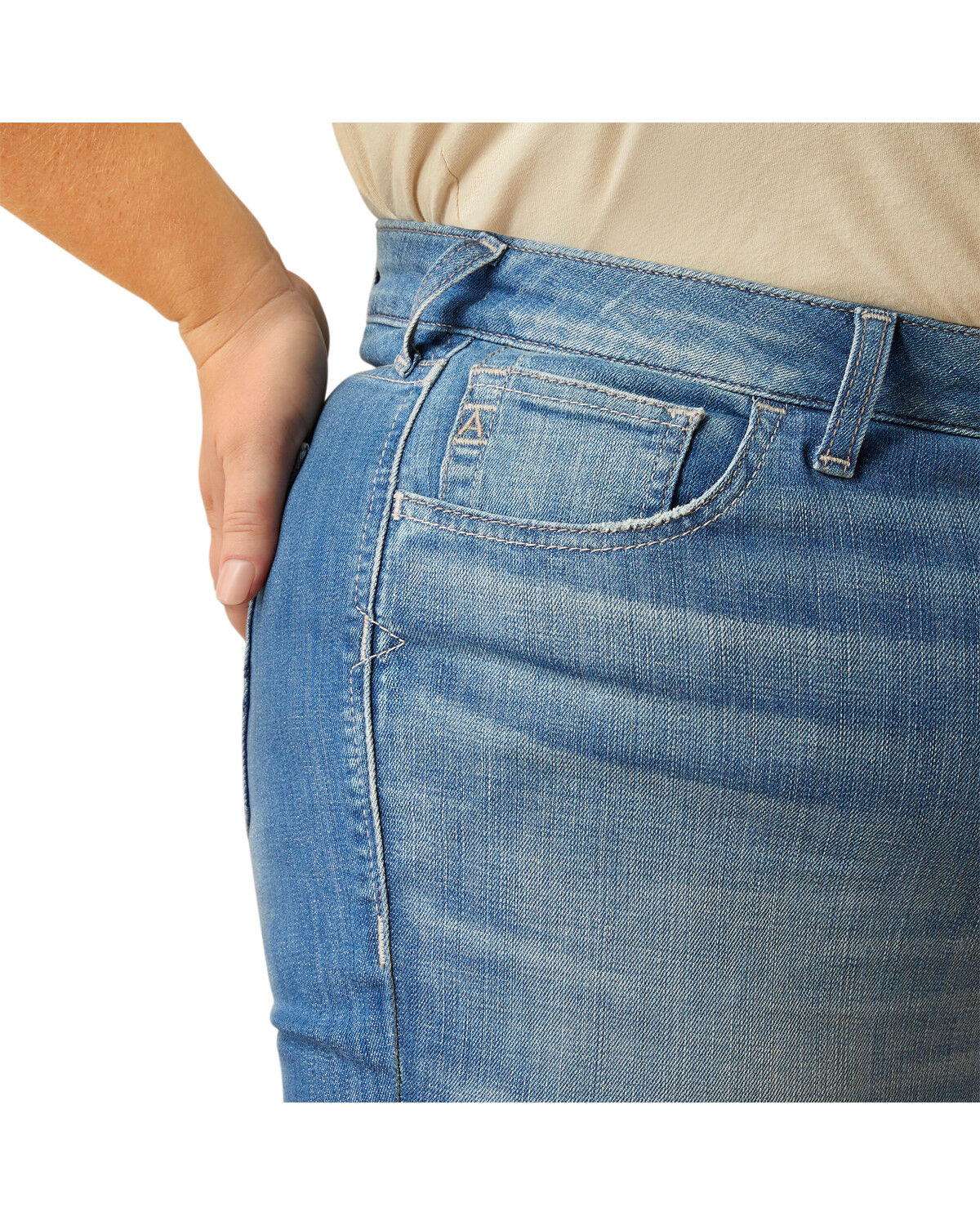 Image #4 - Ariat Women's Elaina Medium Wash High Rise Slim Trouser Stretch Denim Jeans - Plus, Medium Wash, hi-res