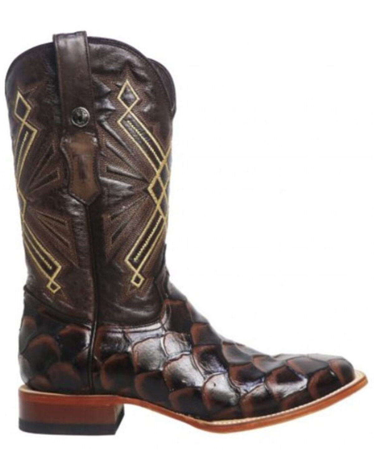 Tanner Mark Men's Monster Fish Print Western Boots - Wide Square Toe