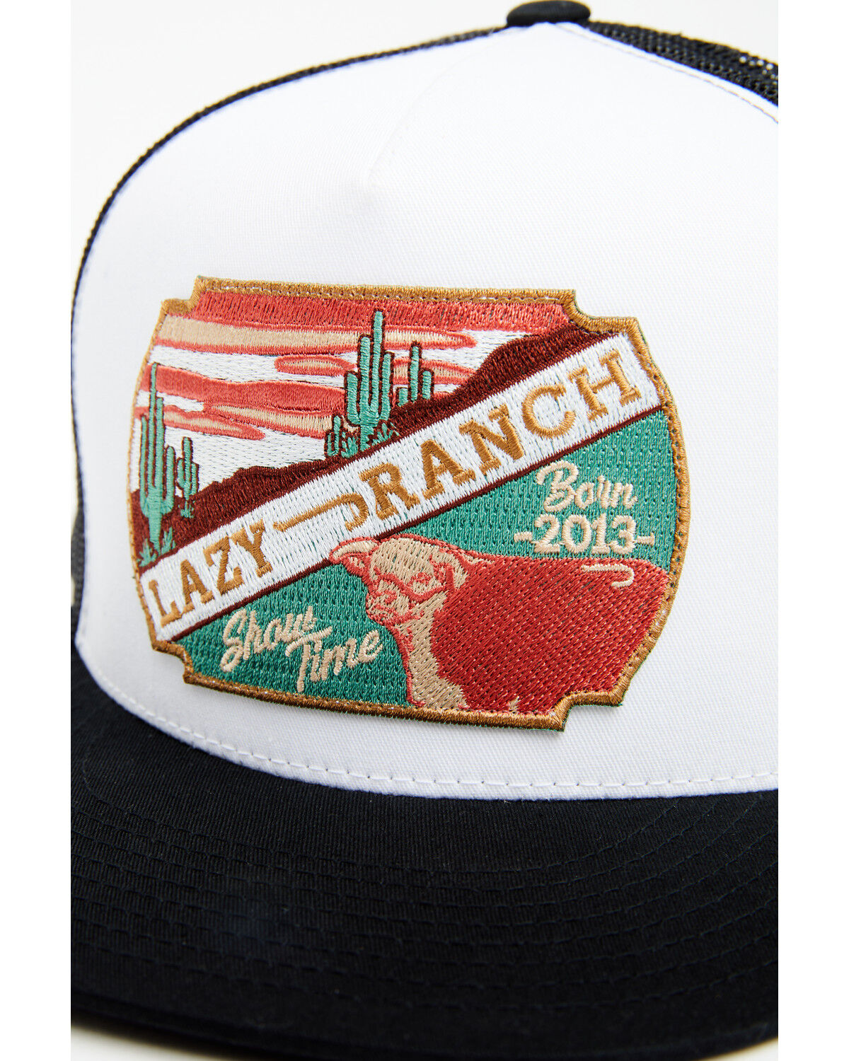 Image #2 - Lazy J Ranch Wear Men's Show Time Trucker Cap, Black/white, hi-res