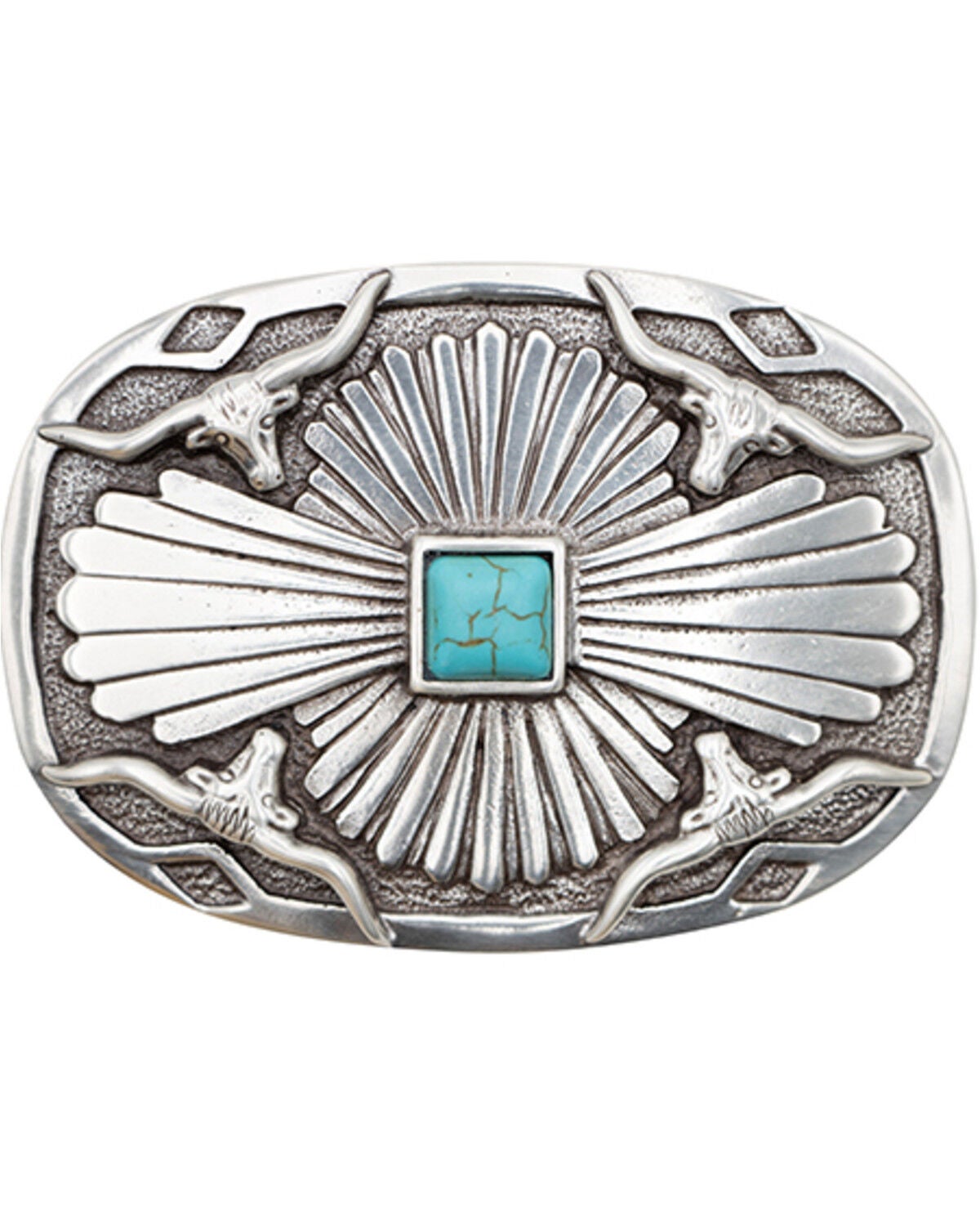 Image #1 - Cody James Kids' Long Horn Scalloped Buckle, Silver, hi-res