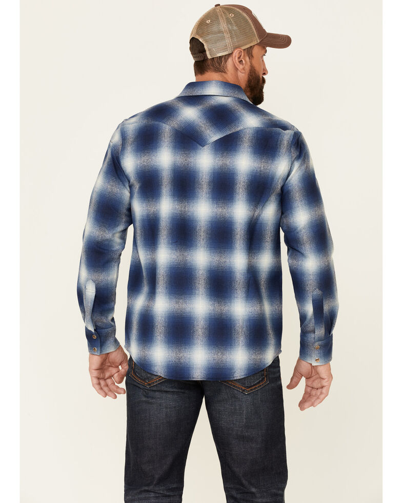 Pendleton Men's Plaid Long Sleeve Western Flannel Shirt , Blue, hi-res