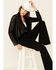 Image #1 - Shyanne Women's Black Drape Front Floral Back Embroidered Zip-Front Jacket , , hi-res