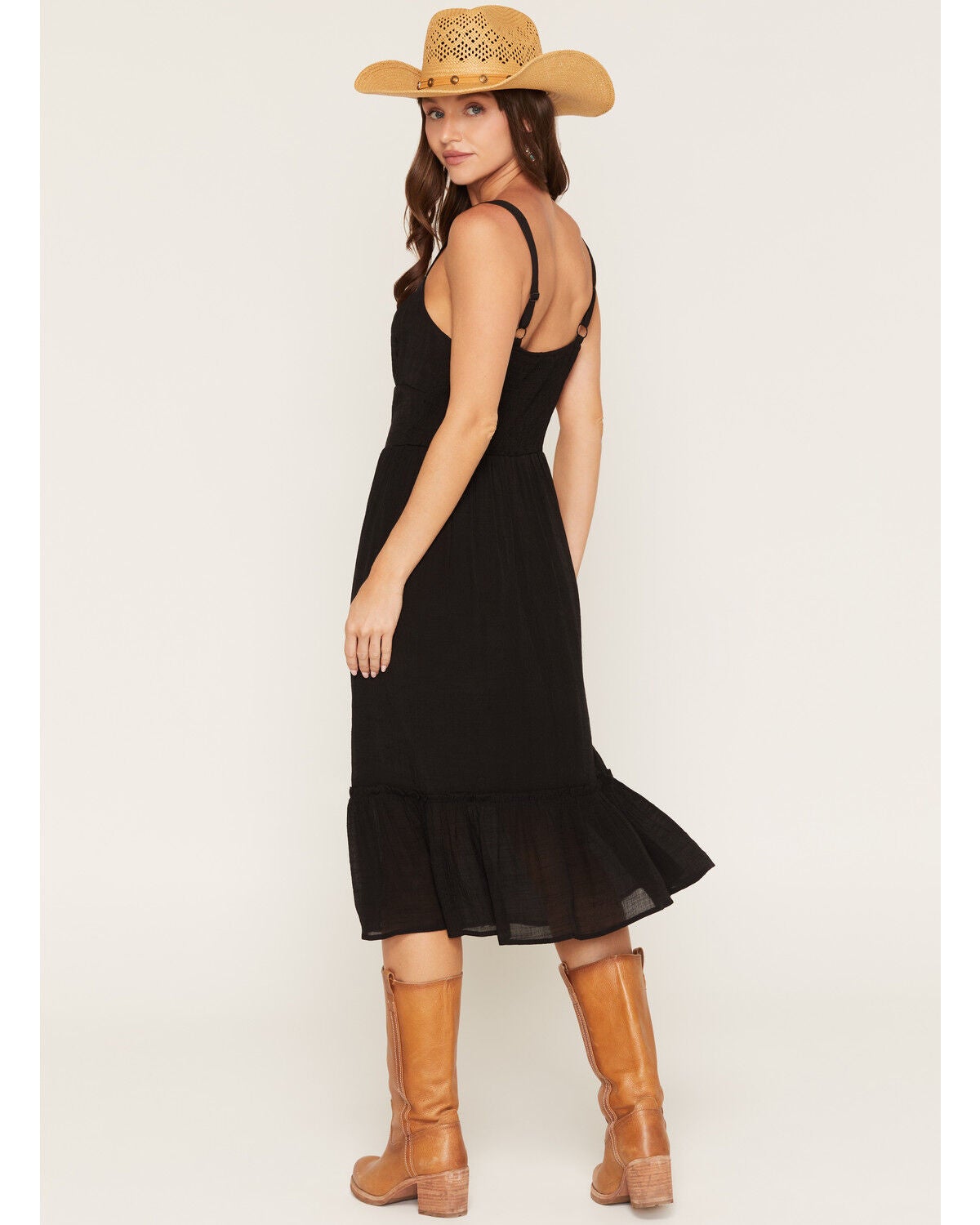 Image #4 - June & Hudson Women's Corset Button-Down Sleeveless Midi Dress, Black, hi-res