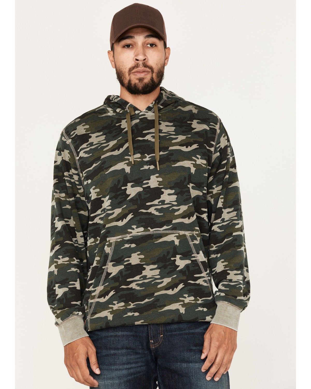 Moonshine Spirit&reg; Men's Now You See Me Burnout Camo Hooded Sweatshirt, Olive, hi-res