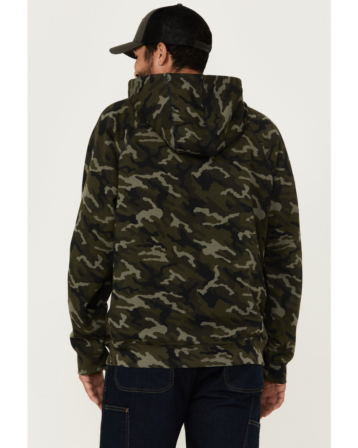 Image #4 - Hawx Men's Camo Print Fleece Work Hooded Sweatshirt, Camouflage, hi-res