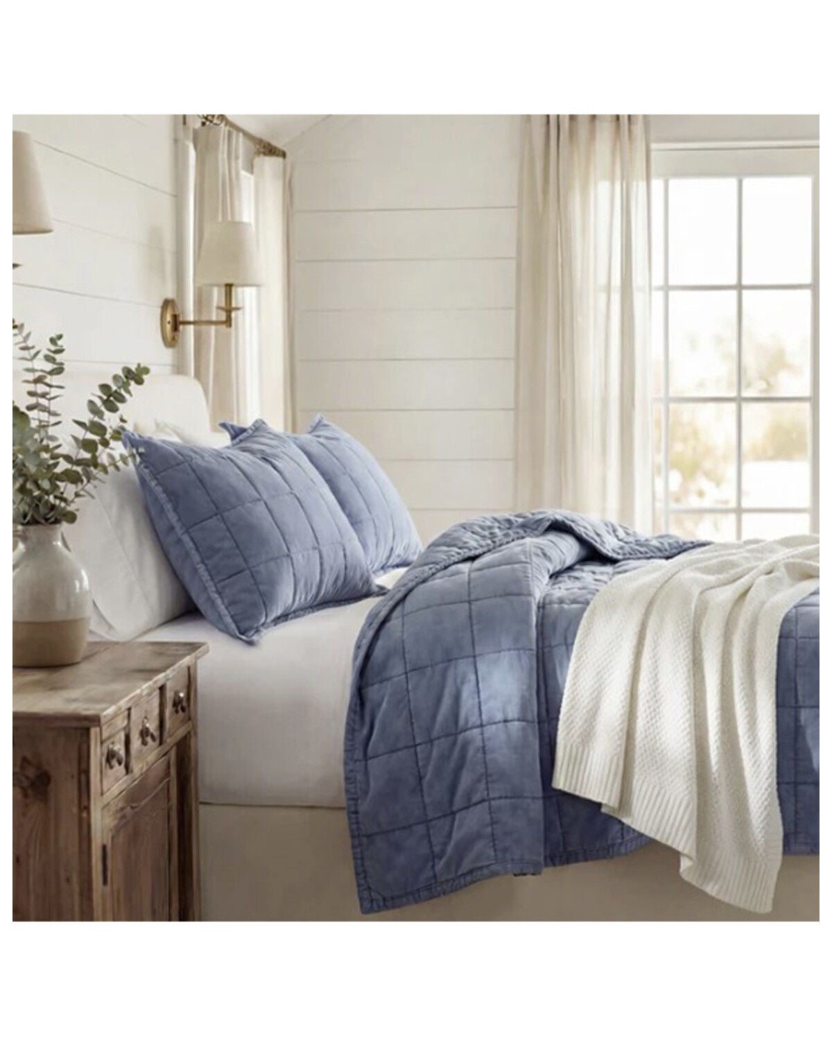 Image #1 - HiEnd Accents Stonewashed Denim Queen Size Quilt Set - 3 Piece, Blue, hi-res
