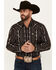 Image #1 - Ely Walker Men's Floral Striped Long Sleeve Pearl Snap Western Shirt, Black, hi-res