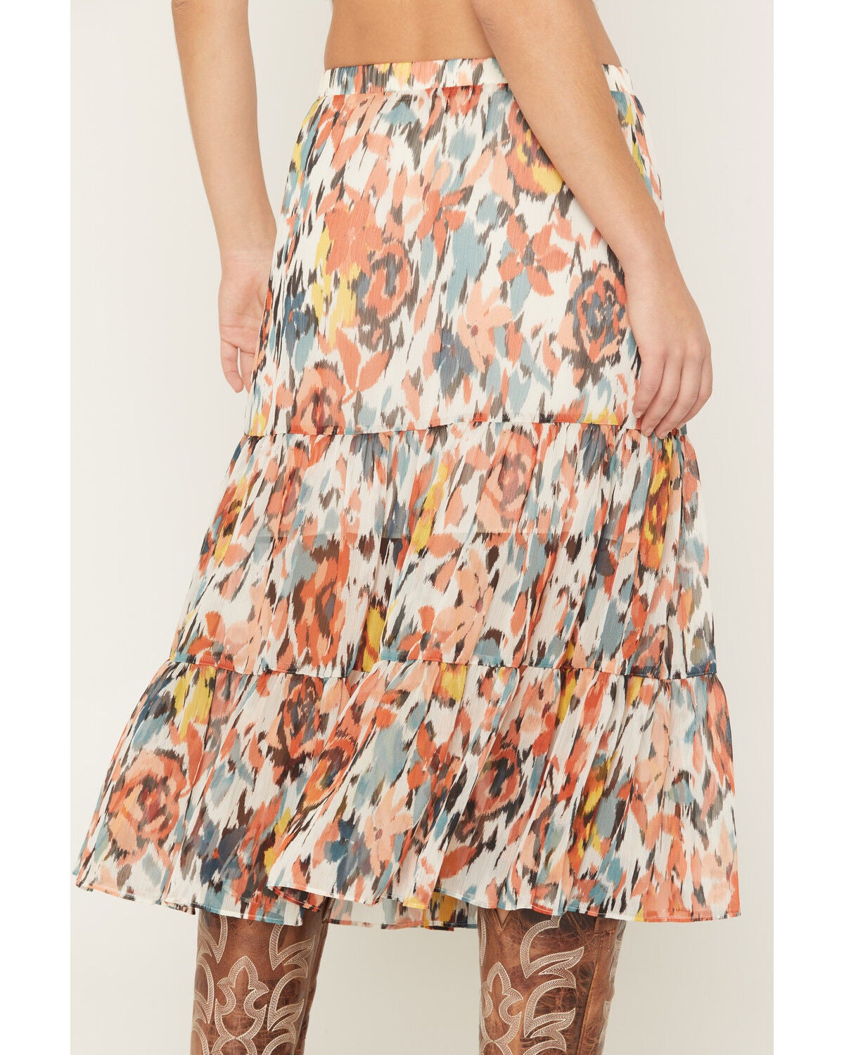 Image #6 - Shyanne Women's Anderson Floral Print Tiered Midi Skirt, Cream, hi-res