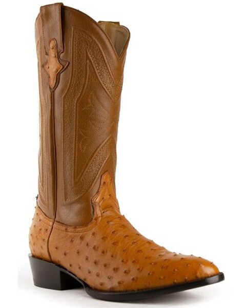 Image #2 - Ferrini Men's Colt Full Quill Ostrich Western Boots - Medium Toe, Cognac, hi-res