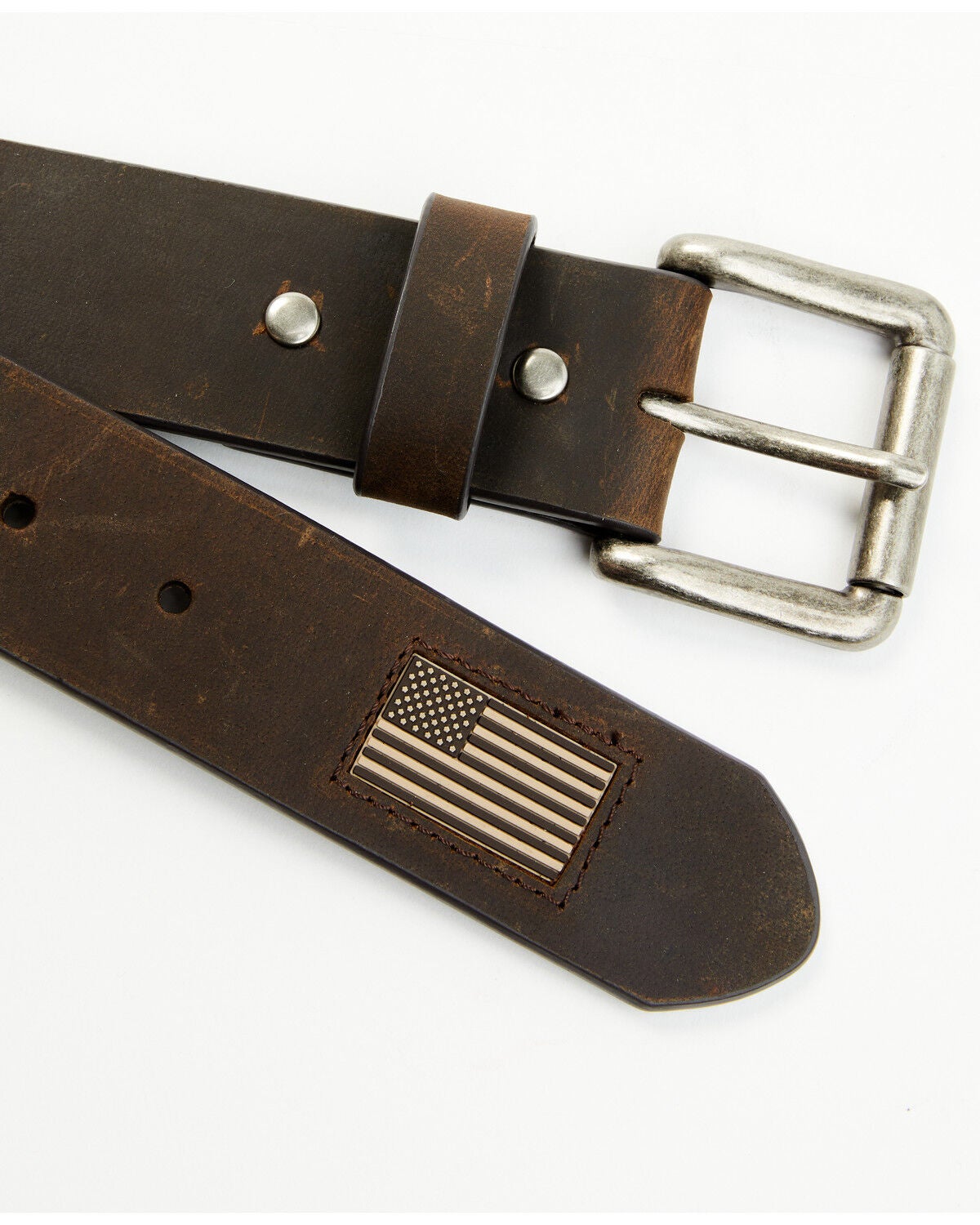 Hawx Men's Flag Tip Casual Leather Belt, Brown, hi-res