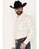 Image #2 - Ely Walker Men's Southwestern Print Long Sleeve Pearl Snap Western Shirt, Cream, hi-res