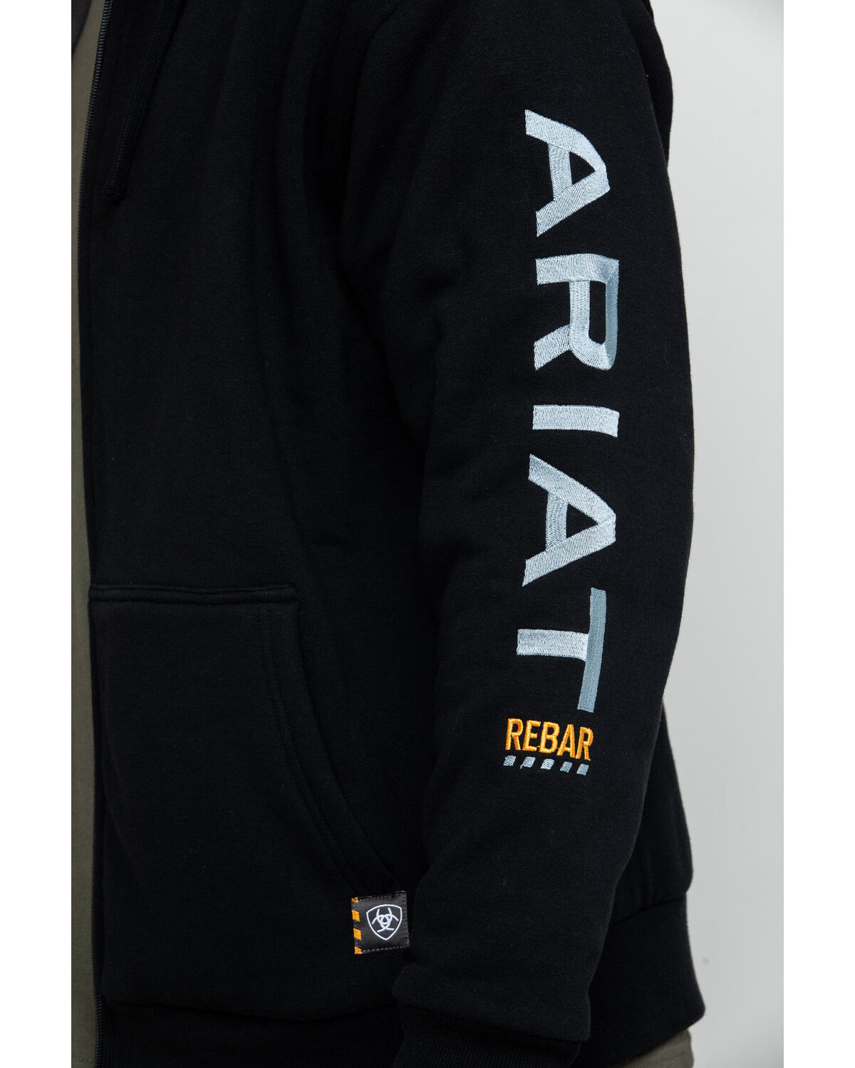 Image #4 - Ariat Men's Rebar All-Weather Full Zip Work Hooded Sweatshirt - Big & Tall, Black, hi-res