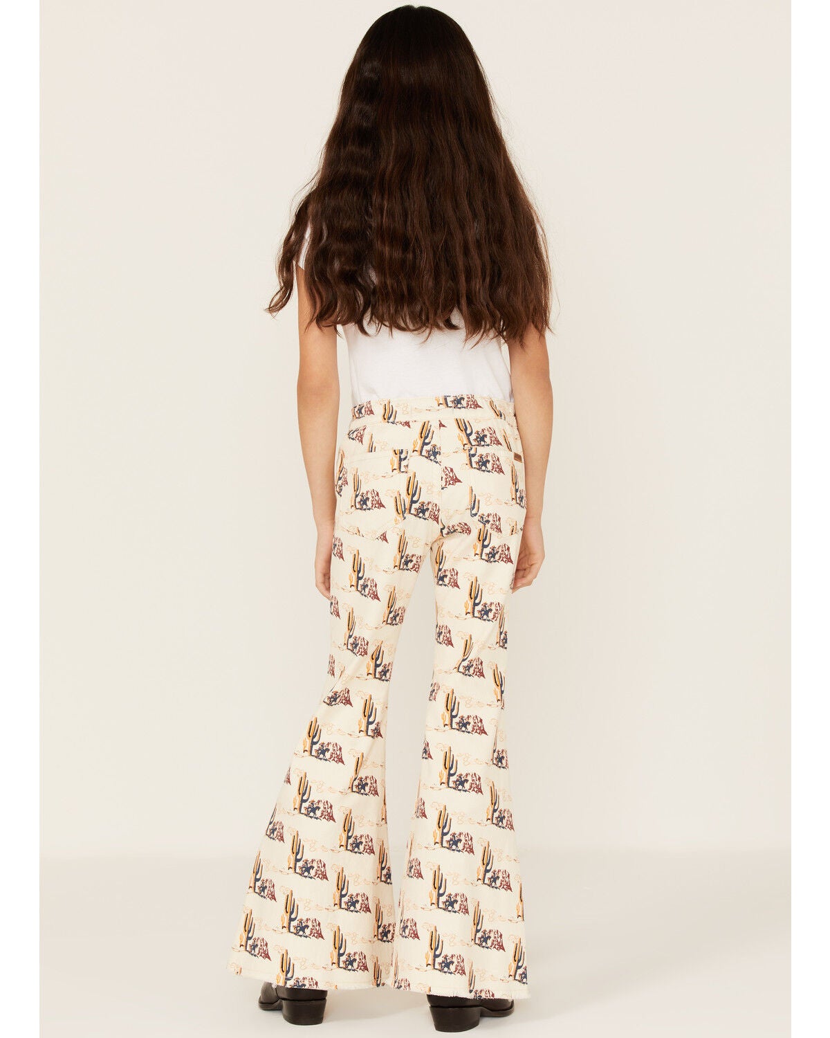 Image #3 - Rock & Roll Denim Girls' Desert Print Flare Jeans, Beige/khaki, hi-res