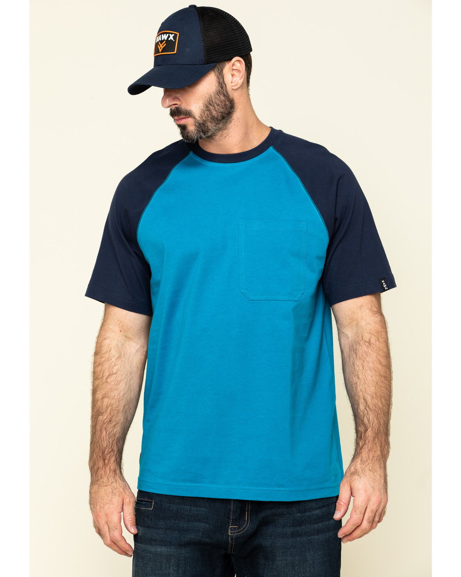 Hawx Men s Teal Midland Short Sleeve Baseball Work T Shirt Sheplers